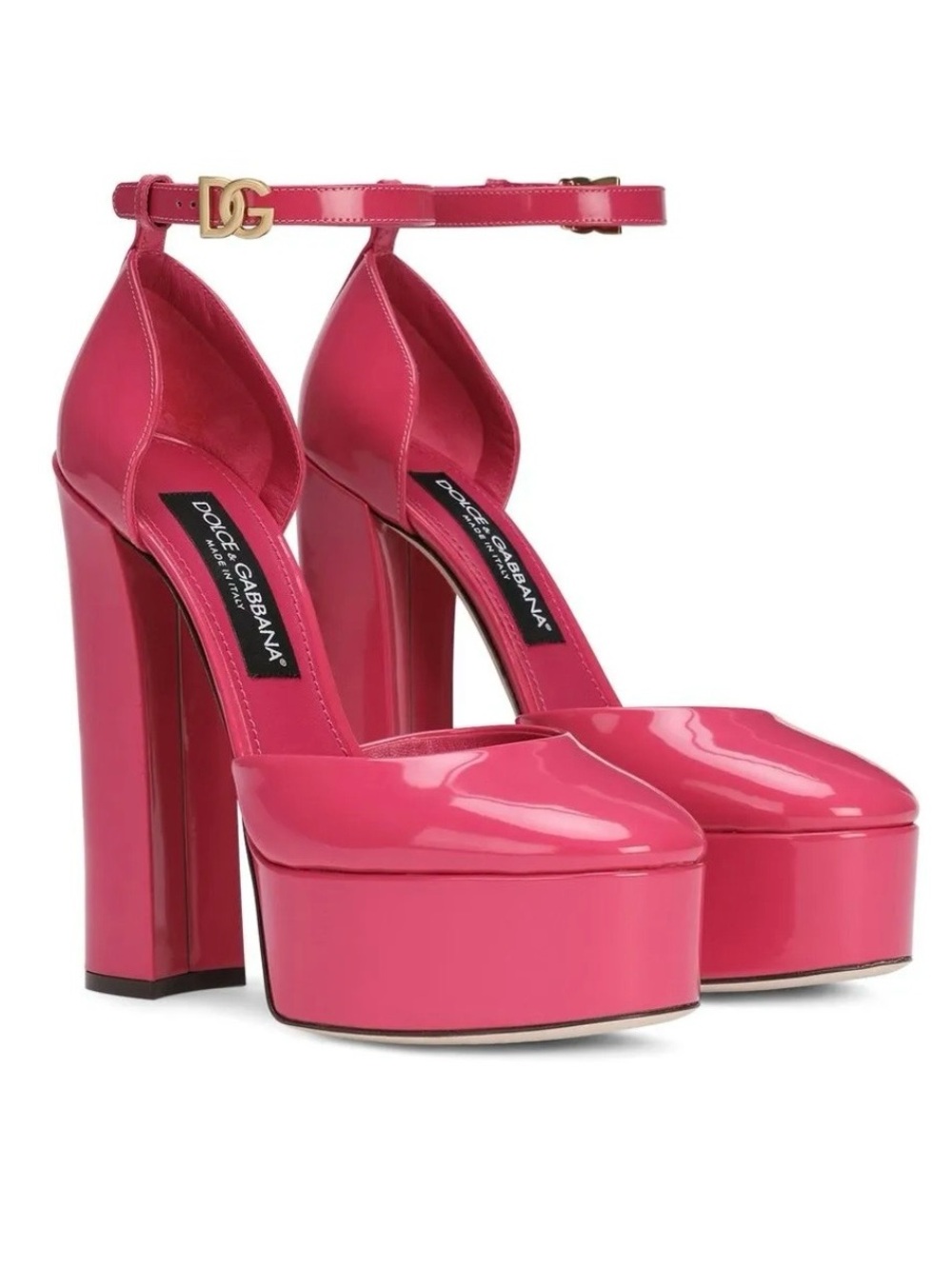 Dolce & Gabbana 145mm Pink Patent Leather Platform Pumps